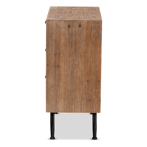 Baxton Studio Baxton Studio Calida Mid-Century Modern 3-Drawer Storage Cabinet with Rattan Finish & Vintage Charm JYCR19B-002-Rattan-3DW-Cabinet
