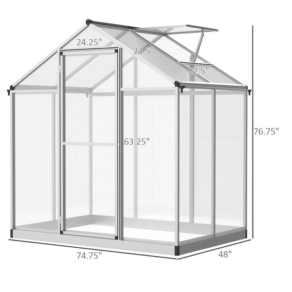 English Elm Greenhouse Walk-in Polycarbonate Growing Structure with Aluminum Frame and Roof Vent T3971S00029
