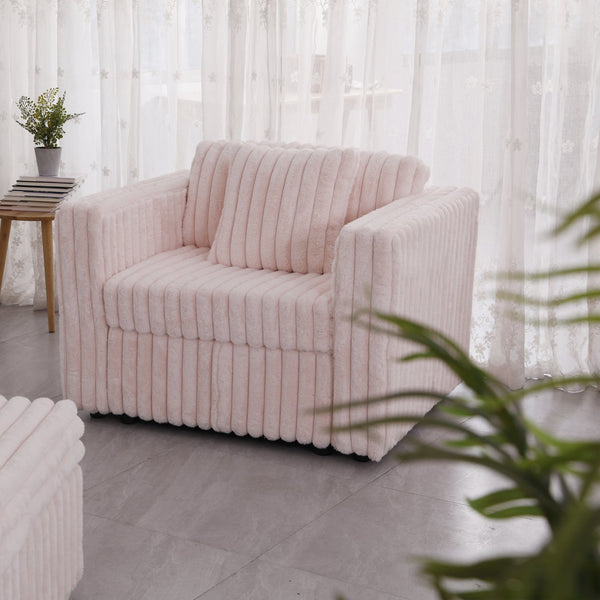 English Elm 44.9" Plush Modular Sofa Single — Removable Zipper Cushions for Easy Washing, Stylish Light Pink Comfort W1767S00014