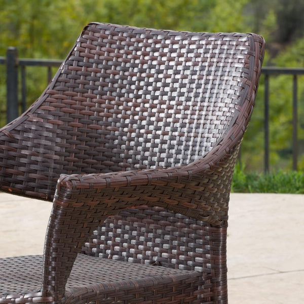 English Elm Outdoor Stackable Woven Rattan Patio Chair Uv Resistant All Weather Mocha Brown N769P334781A