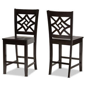 Baxton Studio Baxton Studio Modern 2-Piece Counter Stool Set with Sculpted Scoop Seat and Unique Cut-Out Back Design Dark Brown RH340P-Dark Brown Wood Scoop Seat-PC
