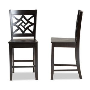 Baxton Studio Baxton Studio Modern 2-Piece Counter Stool Set with Sculpted Scoop Seat and Unique Cut-Out Back Design Dark Brown RH340P-Dark Brown Wood Scoop Seat-PC