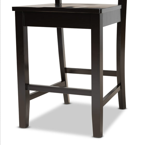 Baxton Studio Baxton Studio Modern 2-Piece Counter Stool Set with Sculpted Scoop Seat and Unique Cut-Out Back Design Dark Brown RH340P-Dark Brown Wood Scoop Seat-PC