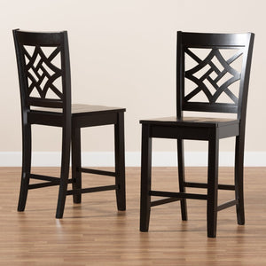 Baxton Studio Baxton Studio Modern 2-Piece Counter Stool Set with Sculpted Scoop Seat and Unique Cut-Out Back Design Dark Brown RH340P-Dark Brown Wood Scoop Seat-PC