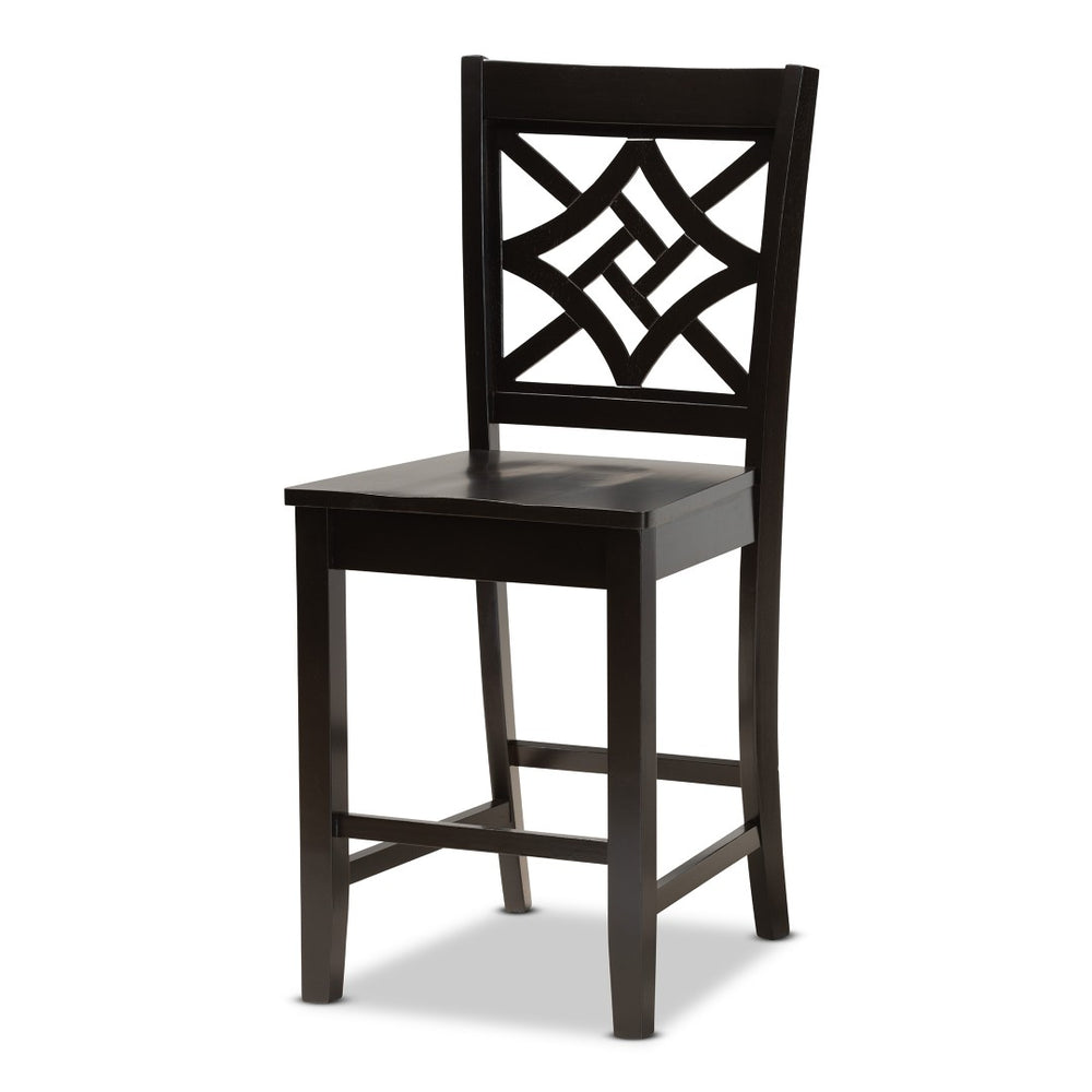 Baxton Studio Baxton Studio Nicolette 5-Piece Pub Set – Modern Dark Brown Wood Table & Ergonomic Stools for Dining RH340P-Dark Brown-5PC Pub Set