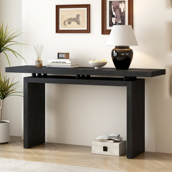 English Elm U_Style Modern Ash Veneer Console Table - Sleek, Minimalist Design For Entryway & Living Room Décor N711P241324B-GIGA