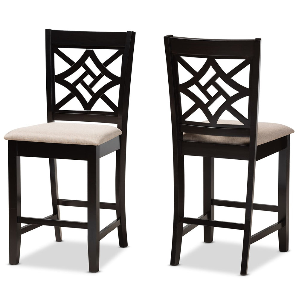 Baxton Studio Baxton Studio Nicolette Modern Counter Stool Set - Stylish Sand Fabric & Dark Brown Wood Finish RH340P-Sand/Dark Brown-PC