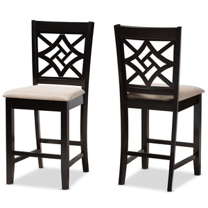 Baxton Studio Baxton Studio Nicolette Modern Counter Stool Set - Stylish Sand Fabric & Dark Brown Wood Finish RH340P-Sand/Dark Brown-PC