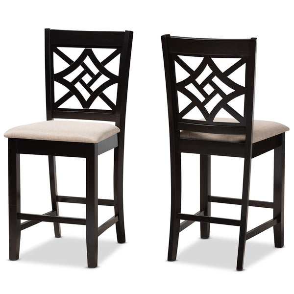 Baxton Studio Baxton Studio Nicolette Modern Counter Stool Set - Stylish Sand Fabric & Dark Brown Wood Finish RH340P-Sand/Dark Brown-PC
