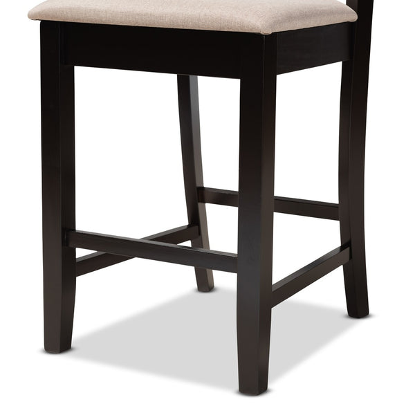 Baxton Studio Baxton Studio Nicolette Modern Counter Stool Set - Stylish Sand Fabric & Dark Brown Wood Finish RH340P-Sand/Dark Brown-PC