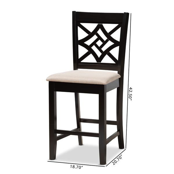 Baxton Studio Baxton Studio Nicolette Modern Counter Stool Set - Stylish Sand Fabric & Dark Brown Wood Finish RH340P-Sand/Dark Brown-PC