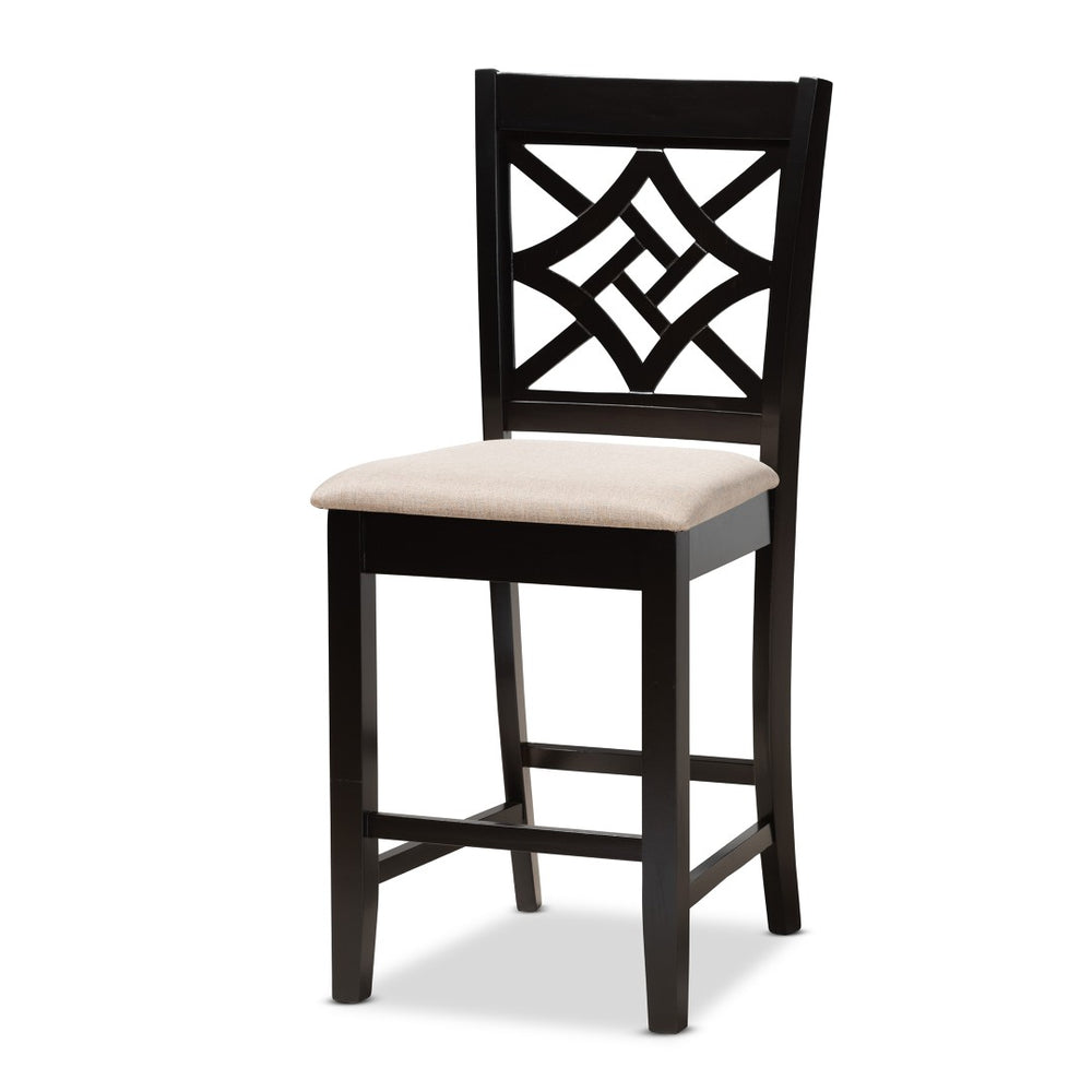 Baxton Studio Baxton Studio Nicolette 5-Piece Modern Pub Set with Sand Upholstery & Dark Brown Wood Finish RH340P-Sand/Dark Brown-5PC Pub Set