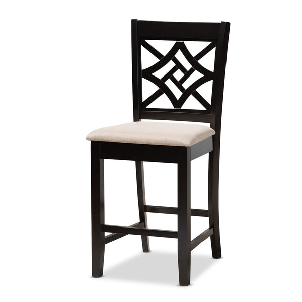 Baxton Studio Baxton Studio Nicolette 5-Piece Modern Pub Set with Sand Upholstery & Dark Brown Wood Finish RH340P-Sand/Dark Brown-5PC Pub Set