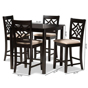Baxton Studio Baxton Studio Nicolette 5-Piece Modern Pub Set with Sand Upholstery & Dark Brown Wood Finish RH340P-Sand/Dark Brown-5PC Pub Set