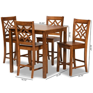 Baxton Studio Baxton Studio Nicolette 5-Piece Modern Pub Set in Walnut Brown – Stylish Comfort for Any Space RH340P-Walnut-5PC Pub Set