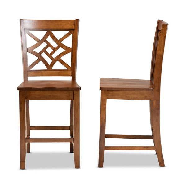 Baxton Studio Baxton Studio Modern 2-Piece Counter Stool Set with Sculpted Scoop Seat and Unique Cut-Out Back Design Nicolette Walnut RH340P-Walnut Wood Scoop Seat-PC