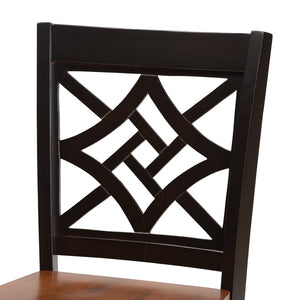 Baxton Studio Baxton Nicolette Contemporary Two-Tone Counter Stool Set - Stylish Wood Design for Modern Spaces RH340P-Dark Brown/Walnut Wood Scoop Seat-PC