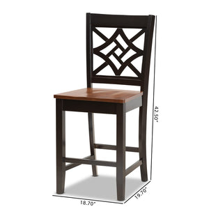 Baxton Studio Baxton Nicolette Contemporary Two-Tone Counter Stool Set - Stylish Wood Design for Modern Spaces RH340P-Dark Brown/Walnut Wood Scoop Seat-PC
