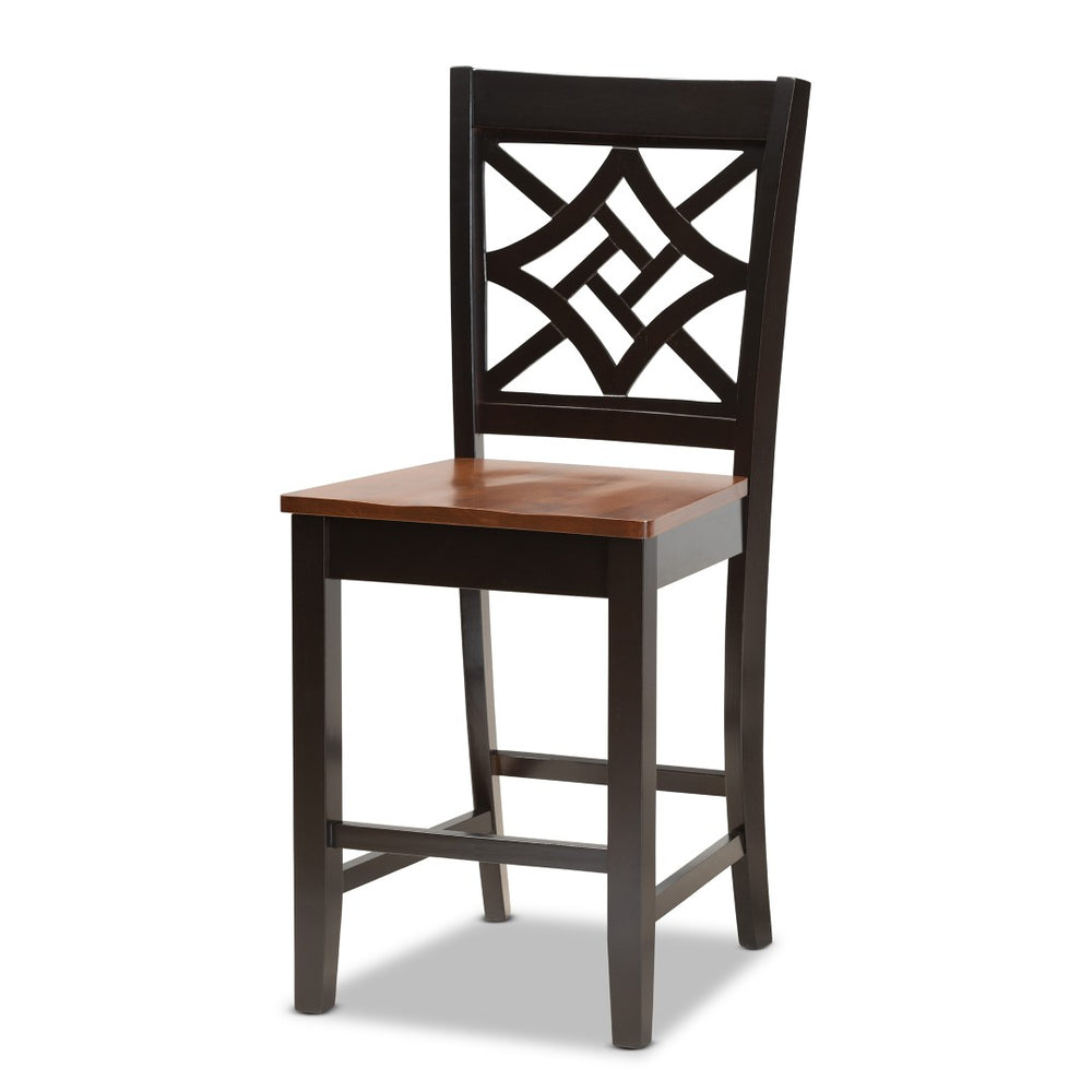 Baxton Studio Baxton Studio Nicolette 5-Piece Two-Tone Pub Set with Scoop Seats for Modern Dining & Entertaining RH340P-Dark Brown/Walnut-5PC Pub Set
