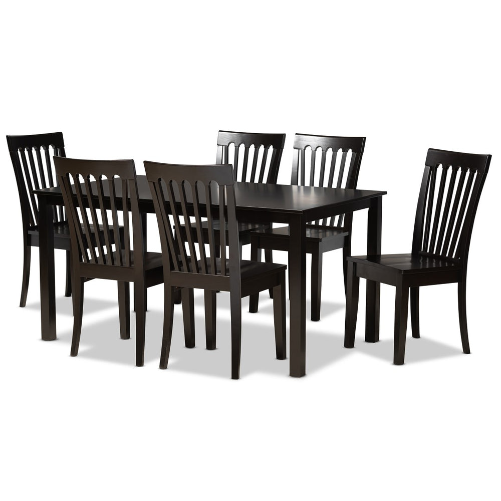 Baxton Studio Baxton Erion 7-Piece Dark Brown Dining Set - Modern Comfort with Stylish Scoop Seats & Table Erion-Dark Brown-7PC Dining Set