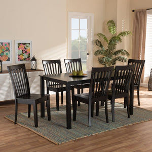 Baxton Studio Baxton Erion 7-Piece Dark Brown Dining Set - Modern Comfort with Stylish Scoop Seats & Table Erion-Dark Brown-7PC Dining Set