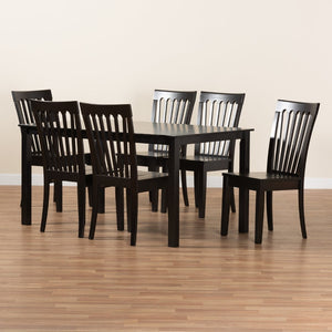 Baxton Studio Baxton Erion 7-Piece Dark Brown Dining Set - Modern Comfort with Stylish Scoop Seats & Table Erion-Dark Brown-7PC Dining Set