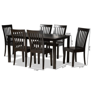 Baxton Studio Baxton Erion 7-Piece Dark Brown Dining Set - Modern Comfort with Stylish Scoop Seats & Table Erion-Dark Brown-7PC Dining Set