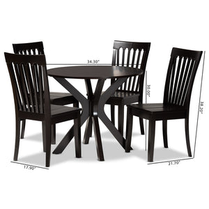 Baxton Studio Baxton Studio Zora 5-Piece Dining Set: Modern Dark Brown Wood Table & Scoop-Seat Chairs for Elegance Zora-Dark Brown-5PC Dining Set