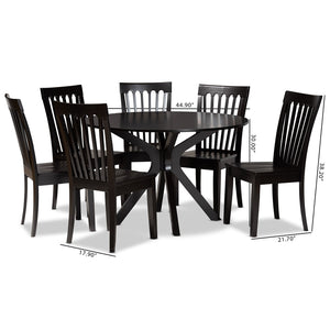 Baxton Studio Baxton Studio Zora 7-Piece Modern Dining Set - Dark Brown Wood, Ergonomic Chairs, Sleek Design Zora-Dark Brown-7PC Dining Set