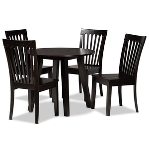 Baxton Studio Baxton Studio Zala Modern 5-Piece Dining Set in Dark Brown - Stylish, Ergonomic & Space-Saving Design Zala-Dark Brown-5PC Dining Set