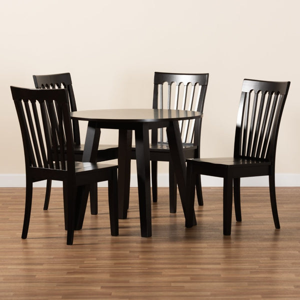 Baxton Studio Baxton Studio Zala Modern 5-Piece Dining Set in Dark Brown - Stylish, Ergonomic & Space-Saving Design Zala-Dark Brown-5PC Dining Set