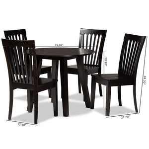 Baxton Studio Baxton Studio Zala Modern 5-Piece Dining Set in Dark Brown - Stylish, Ergonomic & Space-Saving Design Zala-Dark Brown-5PC Dining Set