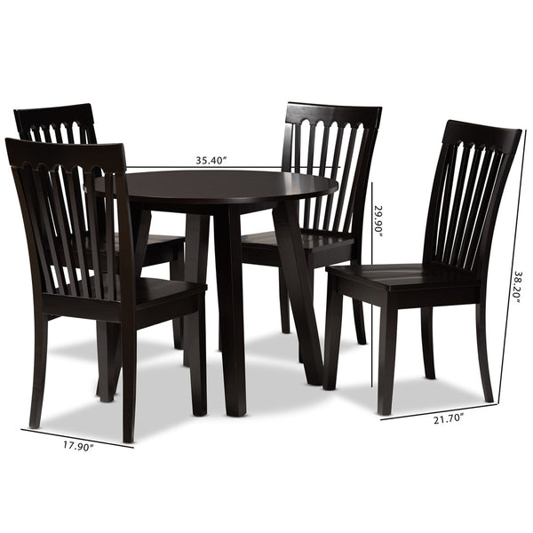 Baxton Studio Baxton Studio Zala Modern 5-Piece Dining Set in Dark Brown - Stylish, Ergonomic & Space-Saving Design Zala-Dark Brown-5PC Dining Set