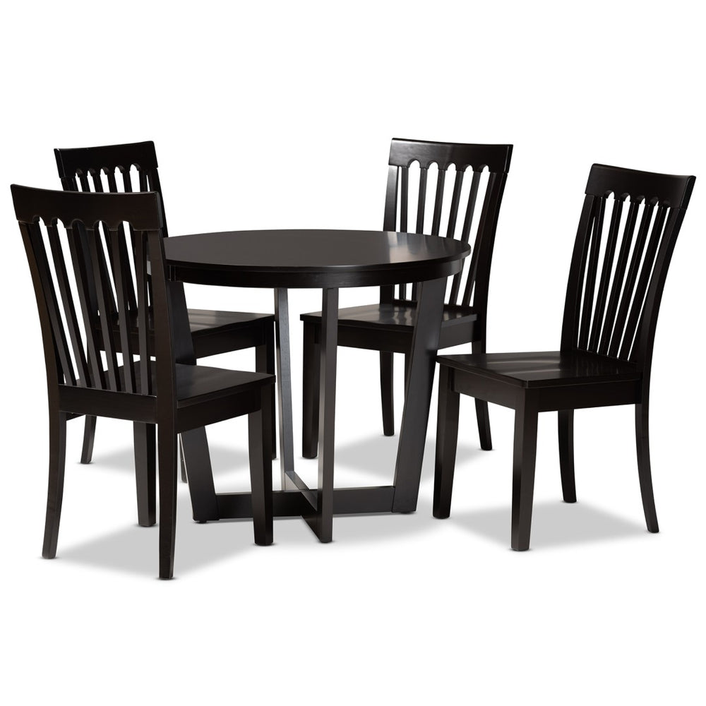 Baxton Studio Baxton Studio Sasa 5-Piece Dark Brown Modern Dining Set with Sculpted Chairs for Stylish Dining Sasa-Dark Brown-5PC Dining Set