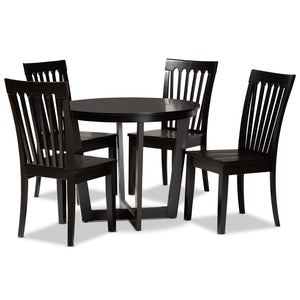 Baxton Studio Baxton Studio Sasa 5-Piece Dark Brown Modern Dining Set with Sculpted Chairs for Stylish Dining Sasa-Dark Brown-5PC Dining Set