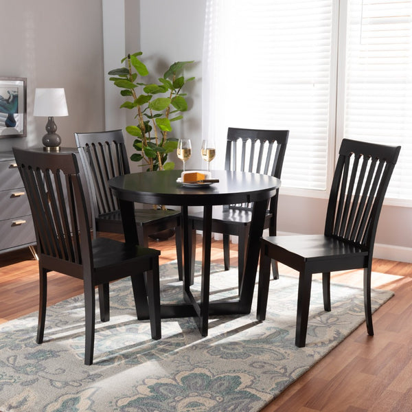 Baxton Studio Baxton Studio Sasa 5-Piece Dark Brown Modern Dining Set with Sculpted Chairs for Stylish Dining Sasa-Dark Brown-5PC Dining Set