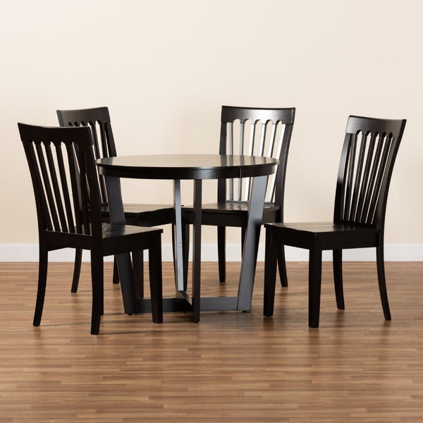 Baxton Studio Baxton Studio Sasa 5-Piece Dark Brown Modern Dining Set with Sculpted Chairs for Stylish Dining Sasa-Dark Brown-5PC Dining Set