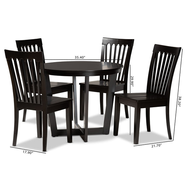 Baxton Studio Baxton Studio Sasa 5-Piece Dark Brown Modern Dining Set with Sculpted Chairs for Stylish Dining Sasa-Dark Brown-5PC Dining Set
