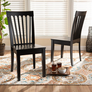 Baxton Studio Baxton Minette 2-Piece Dark Brown Dining Chair Set - Modern Comfort with Timeless Style for Your Home RH319C-Dark Brown Wood Scoop Seat-DC-2PK