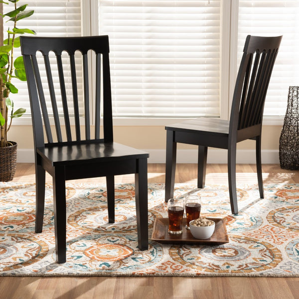 Baxton Studio Baxton Minette 2-Piece Dark Brown Dining Chair Set - Modern Comfort with Timeless Style for Your Home RH319C-Dark Brown Wood Scoop Seat-DC-2PK