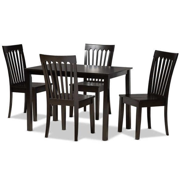 Baxton Studio Baxton Studio 5-Piece Modern Dining Set in Dark Brown Wood - Ergonomic Chairs & Stylish Table Erion-Dark Brown-5PC Dining Set