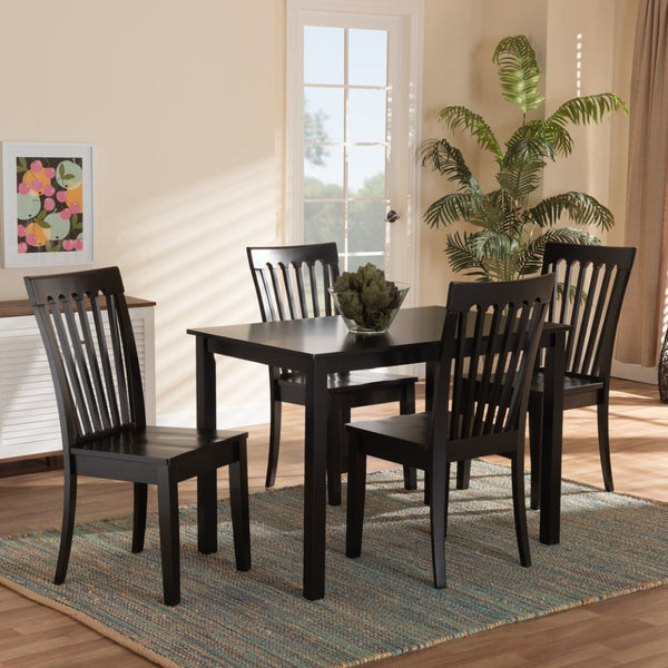 Baxton Studio Baxton Studio 5-Piece Modern Dining Set in Dark Brown Wood - Ergonomic Chairs & Stylish Table Erion-Dark Brown-5PC Dining Set