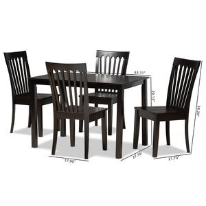 Baxton Studio Baxton Studio 5-Piece Modern Dining Set in Dark Brown Wood - Ergonomic Chairs & Stylish Table Erion-Dark Brown-5PC Dining Set