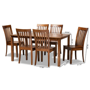 Baxton Studio Baxton Studio Erion 7-Piece Walnut Brown Dining Set with Modern Scoop Seats & Cut-Out Backs Erion-Walnut-7PC Dining Set