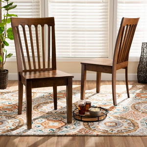 Baxton Studio Baxton Minette Dining Chair Set - 2-Piece Walnut Brown Wood Design for Modern Comfort & Style RH319C-Walnut Wood Scoop Seat-DC-2PK