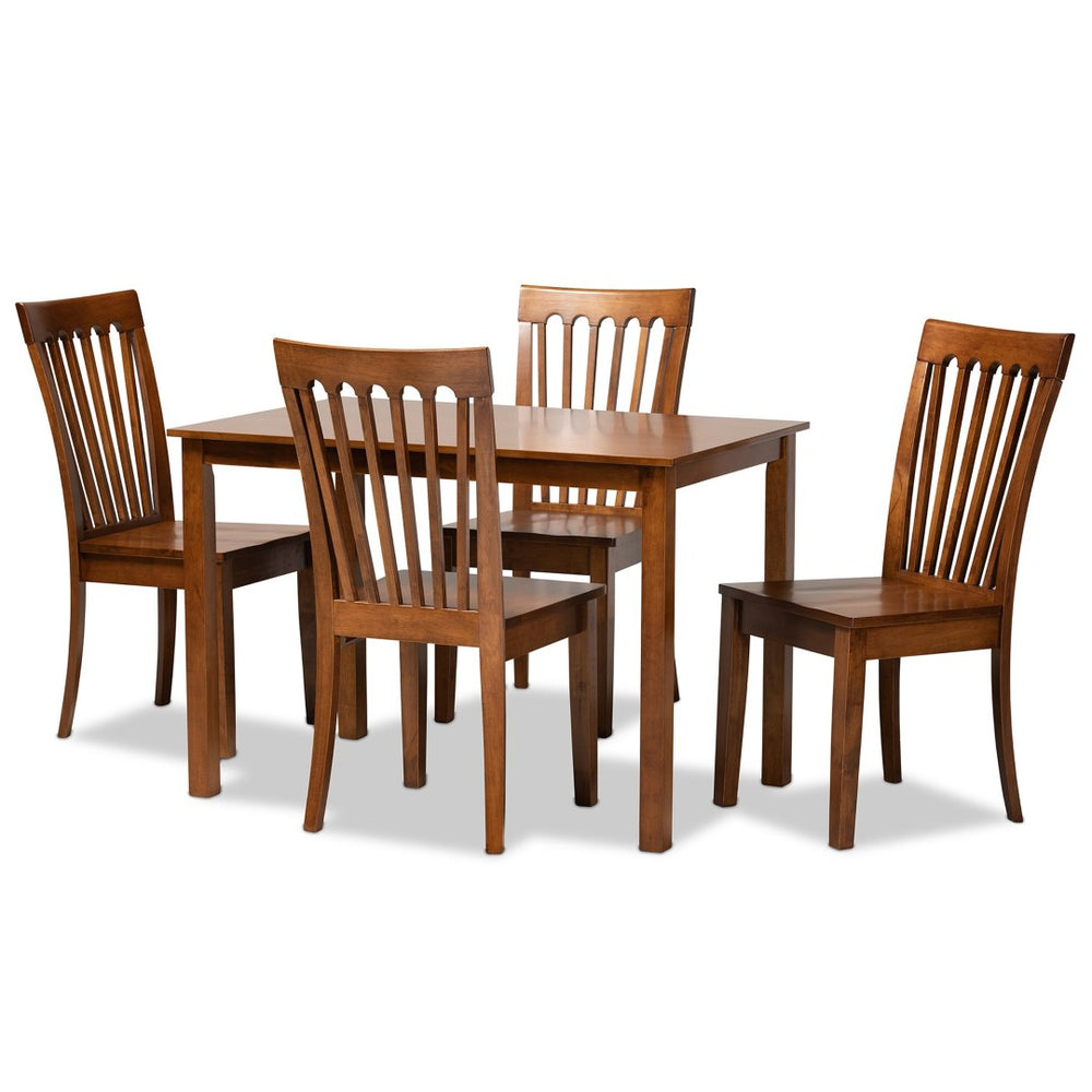 Baxton Studio Baxton Erion Modern 5-Piece Walnut Brown Dining Set with Stylish Chairs for Comfort & Elegance Erion-Walnut-5PC Dining Set