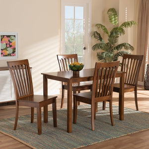 Baxton Studio Baxton Erion Modern 5-Piece Walnut Brown Dining Set with Stylish Chairs for Comfort & Elegance Erion-Walnut-5PC Dining Set