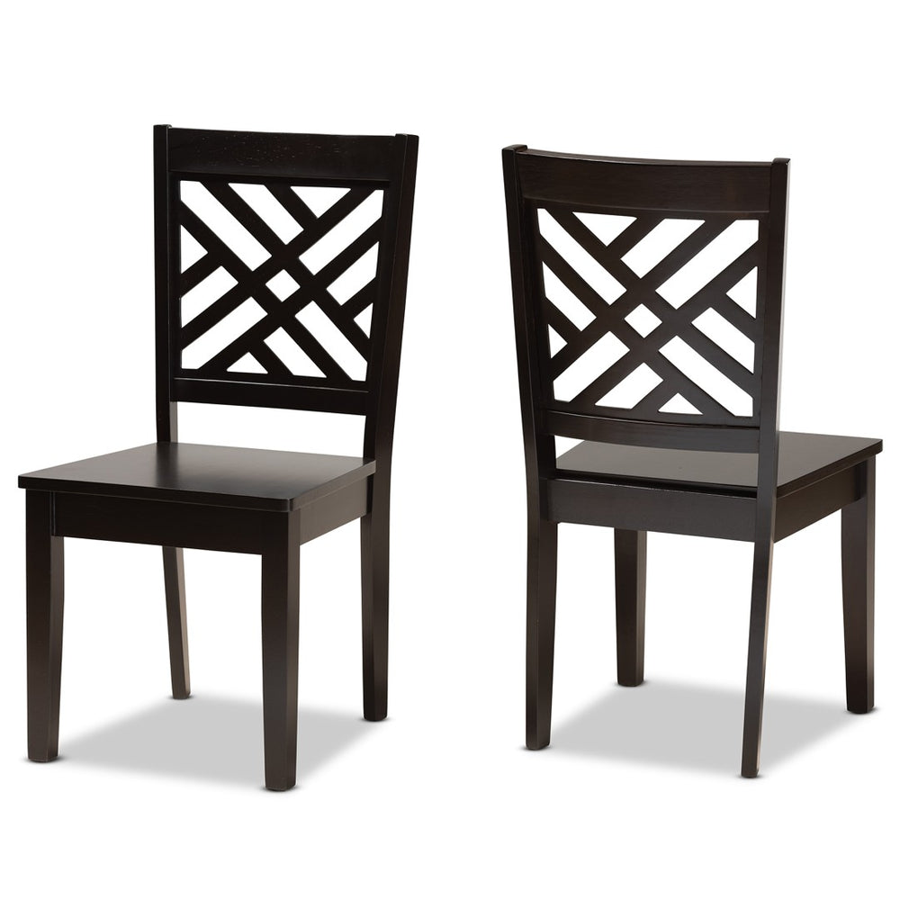 Baxton Studio Baxton Caron Modern 2-Piece Dining Chair Set in Dark Brown Oak - Stylish Comfort for Any Space RH317C-Dark Brown Wood Flat Seat-DC-2PK