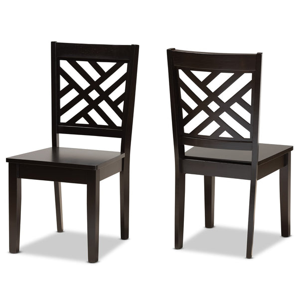 Baxton Studio Baxton Caron Modern 2-Piece Dining Chair Set in Dark Brown Oak - Stylish Comfort for Any Space RH317C-Dark Brown Wood Flat Seat-DC-2PK