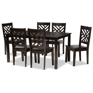 Baxton Studio Baxton Studio Ani 7-Piece Dining Set - Modern Dark Brown Wood Table & Chairs for Stylish Dining Spaces Ani-Dark Brown-7PC Dining Set
